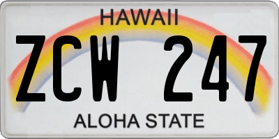 HI license plate ZCW247