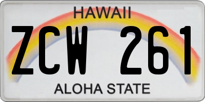 HI license plate ZCW261