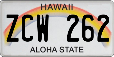 HI license plate ZCW262