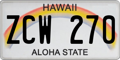 HI license plate ZCW270