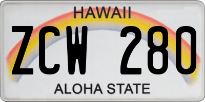 HI license plate ZCW280