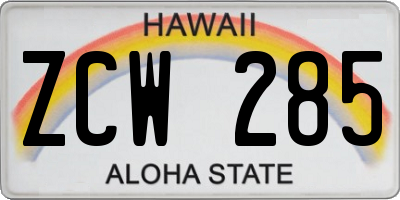 HI license plate ZCW285