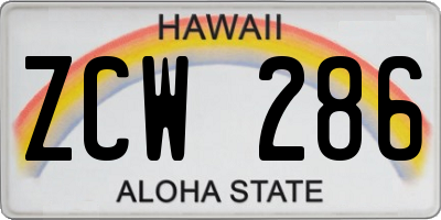 HI license plate ZCW286