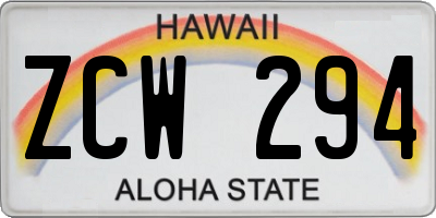 HI license plate ZCW294