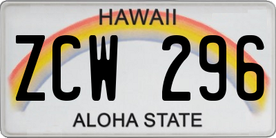 HI license plate ZCW296
