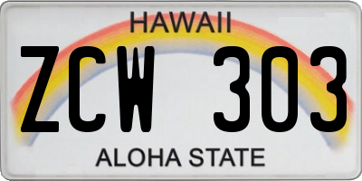 HI license plate ZCW303