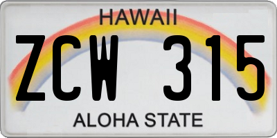 HI license plate ZCW315