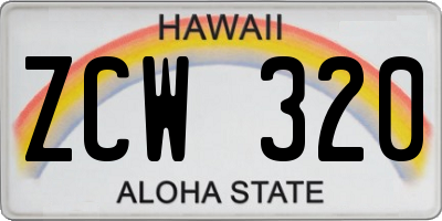 HI license plate ZCW320