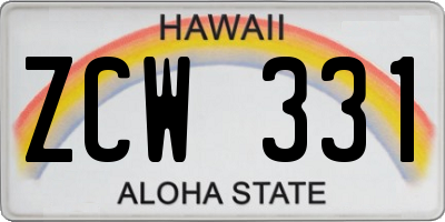 HI license plate ZCW331