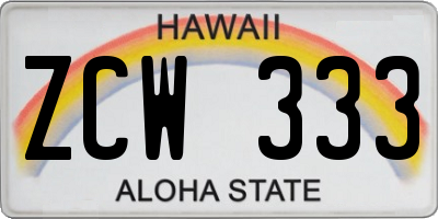 HI license plate ZCW333
