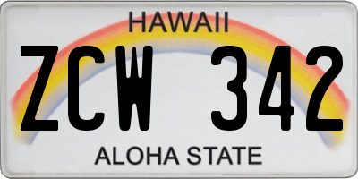 HI license plate ZCW342