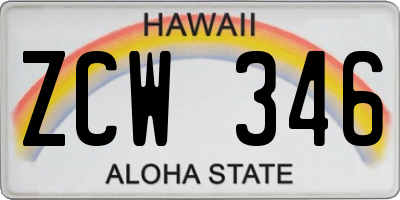 HI license plate ZCW346