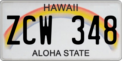 HI license plate ZCW348