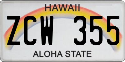 HI license plate ZCW355