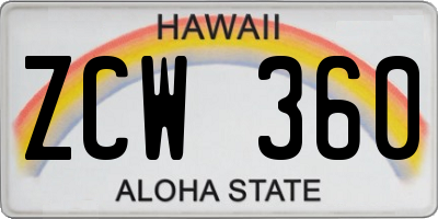 HI license plate ZCW360