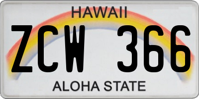 HI license plate ZCW366