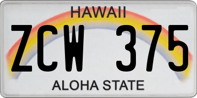 HI license plate ZCW375