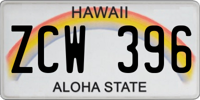 HI license plate ZCW396
