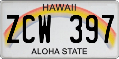 HI license plate ZCW397
