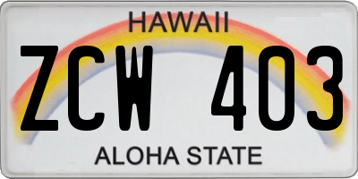 HI license plate ZCW403