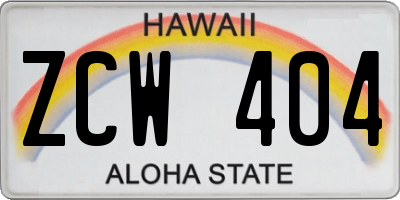 HI license plate ZCW404