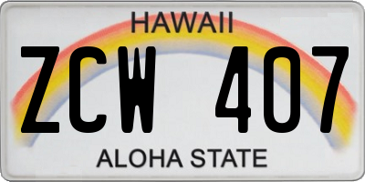 HI license plate ZCW407
