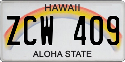 HI license plate ZCW409