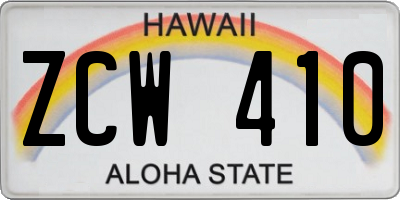 HI license plate ZCW410