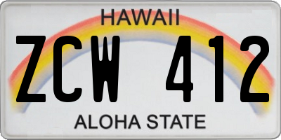 HI license plate ZCW412