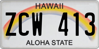 HI license plate ZCW413