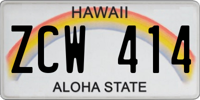 HI license plate ZCW414