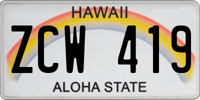HI license plate ZCW419