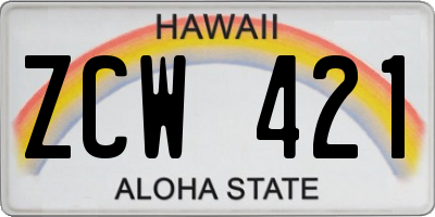 HI license plate ZCW421