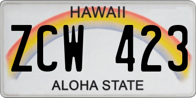 HI license plate ZCW423