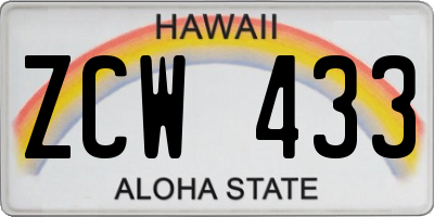 HI license plate ZCW433