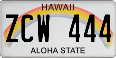 HI license plate ZCW444