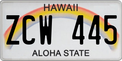 HI license plate ZCW445