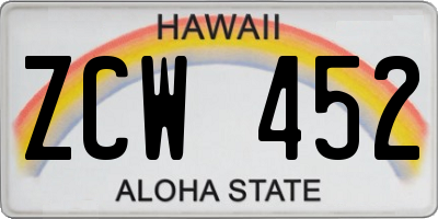 HI license plate ZCW452