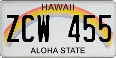 HI license plate ZCW455