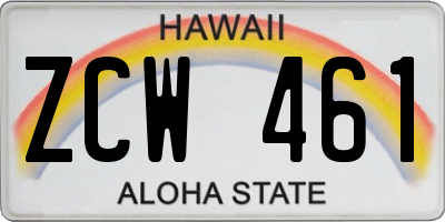 HI license plate ZCW461