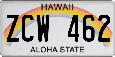 HI license plate ZCW462