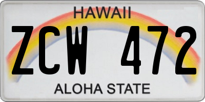 HI license plate ZCW472