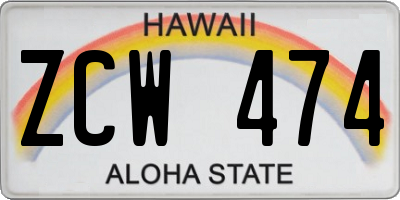 HI license plate ZCW474