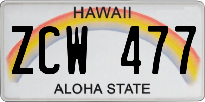HI license plate ZCW477