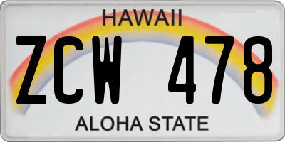 HI license plate ZCW478