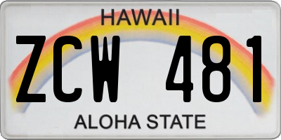 HI license plate ZCW481
