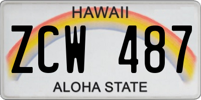 HI license plate ZCW487