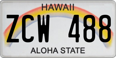 HI license plate ZCW488