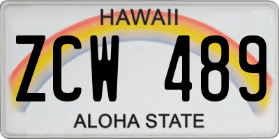 HI license plate ZCW489