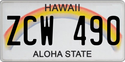 HI license plate ZCW490